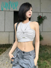 Lunivop Eeptown Y2K Sexy Tank Tops Women Streetwear Grunge Aesthetic Grey Hot Girl Crop Edgy